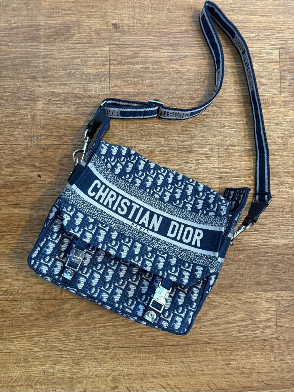 Designer Inspired Navy Messenger Bag